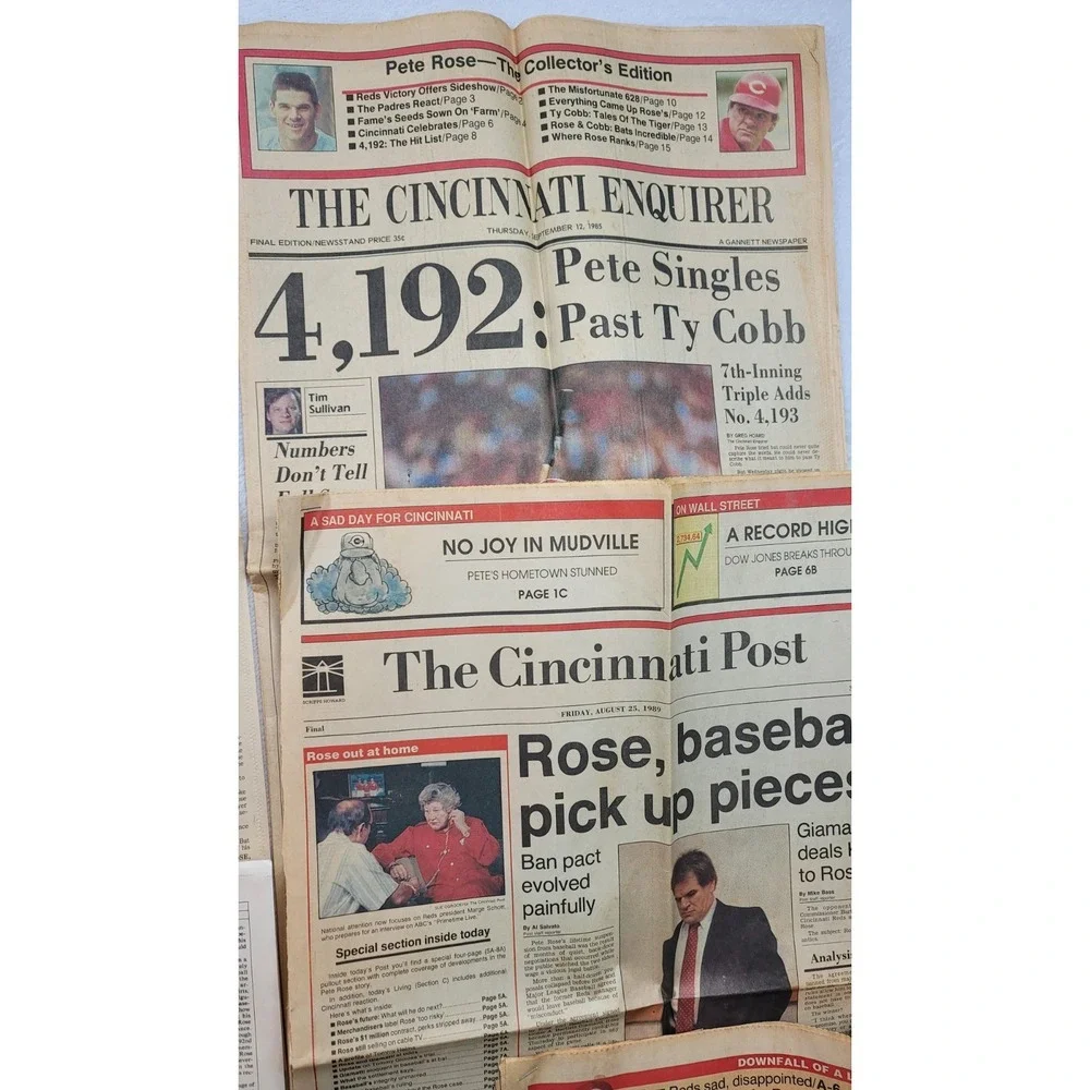 Lot Of Pete Rose 1989 Newspaper Clippings MLB Cincinnati Reds